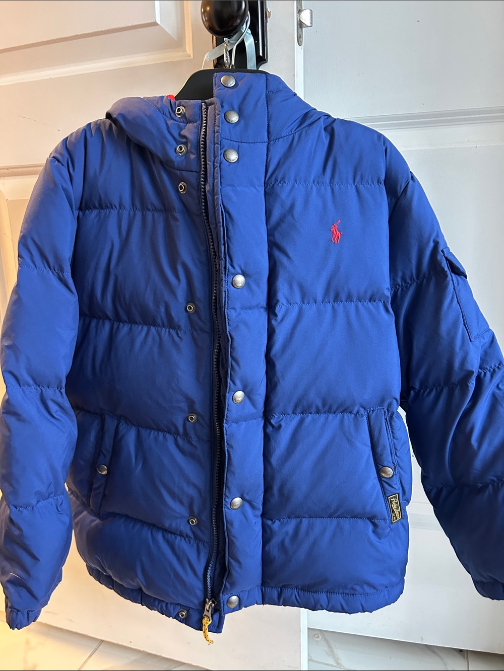 Polo by Ralph Lauren Blue Puffer Jacket with Red Lining boys M 10-12
